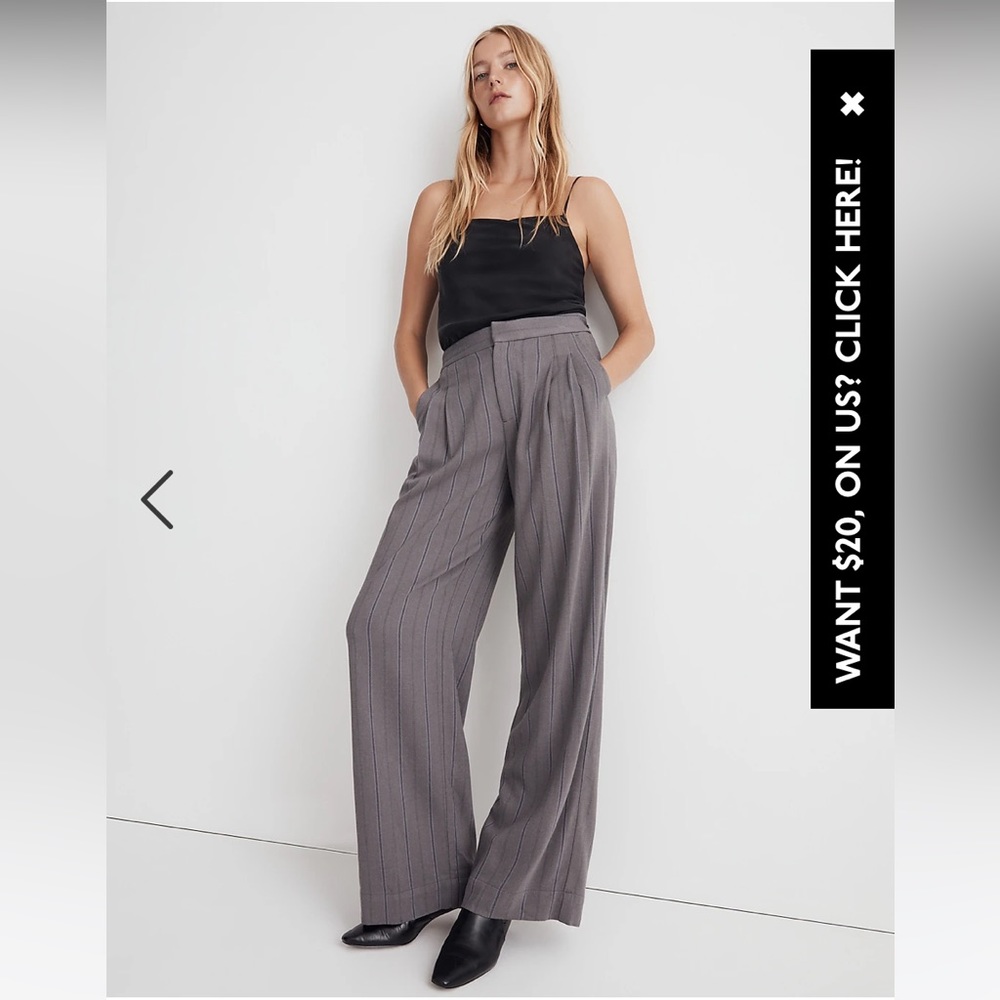 The Harlow Low-Slung Wide-Leg Pant in Pinstripe